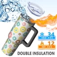 thumbnail image 5 of 40oz Pioneer Flower Floral Print Pattern Insulated Tumbler with Handle, BPA-Free Leak Proof Lid and Straws, Double Wall Vacuum, Hot 12h/Cold 34h, 5 of 6