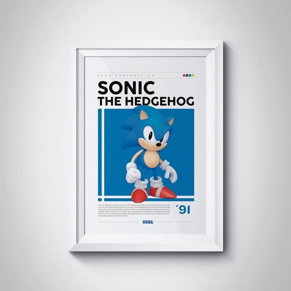 Sonic The Hedgehog Poster Video Games Print Gaming Room Poster Classic Arcade Game Illustration Gaming Wall Poster Video Games Poster Wall Art