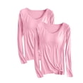 thumbnail image 1 of Pijama de manga larga para mujer, ropa de casa de color con almohadillas para el pecho, camiseta de manga larga, cómoda base para uso externo, pijama de modal de cuello redondo para mujer., 1 of 2