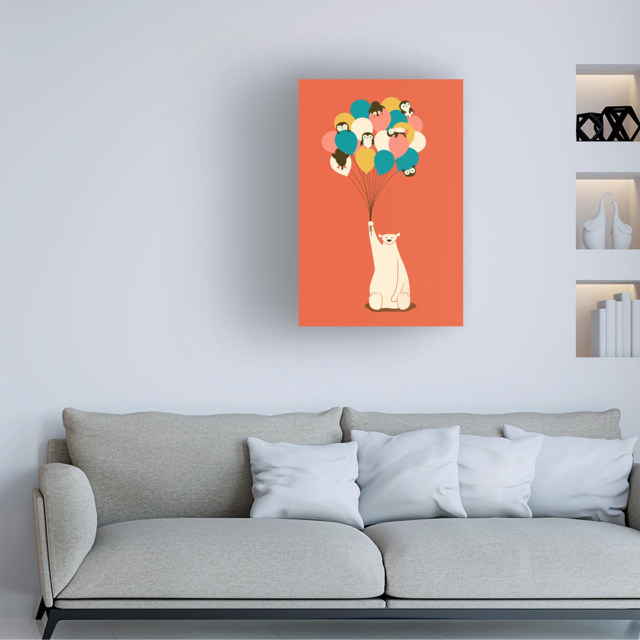 Canvas Wall Art - Jay Fleck 'Penguin Bouquet' Wall Art for Living Room, Bedroom, or Office Décor by Trademark Fine Art - 22 x 32 Inches