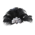 thumbnail image 4 of Tocado de plumas, tocado, disfraz, decoración, diadema para fiesta Negro, 4 of 9