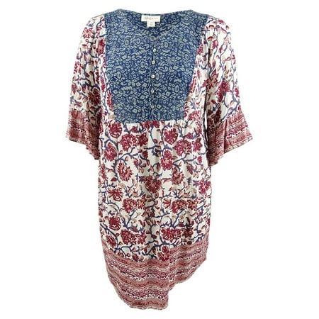 Style & Co. Women's Plus Size Printed Flutter-Sleeve Peasant Dress