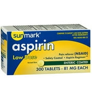Sunmark Aspirin Adult Low Strength 81 mg Safety Coated Tablets - 300 ct