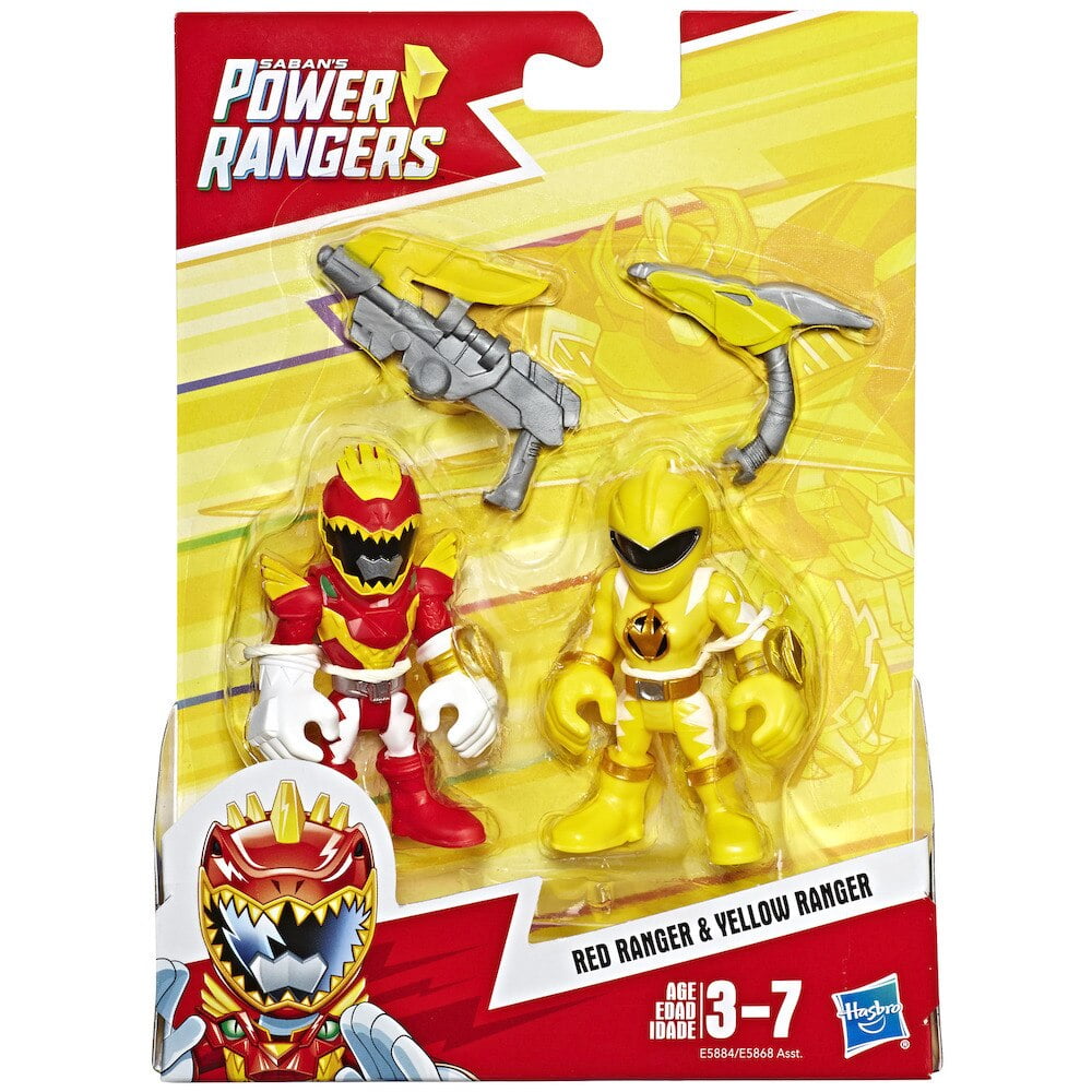Red /& Yellow Rangers Power Rangers Playskool Heroes Figures 3/"