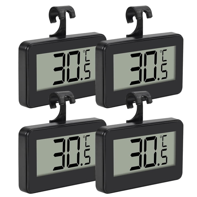 Mini Refrigerator Fridge 4 Pack Digital Freezer Thermometer Waterproof Room Thermometer with Hook, Large LCD Display