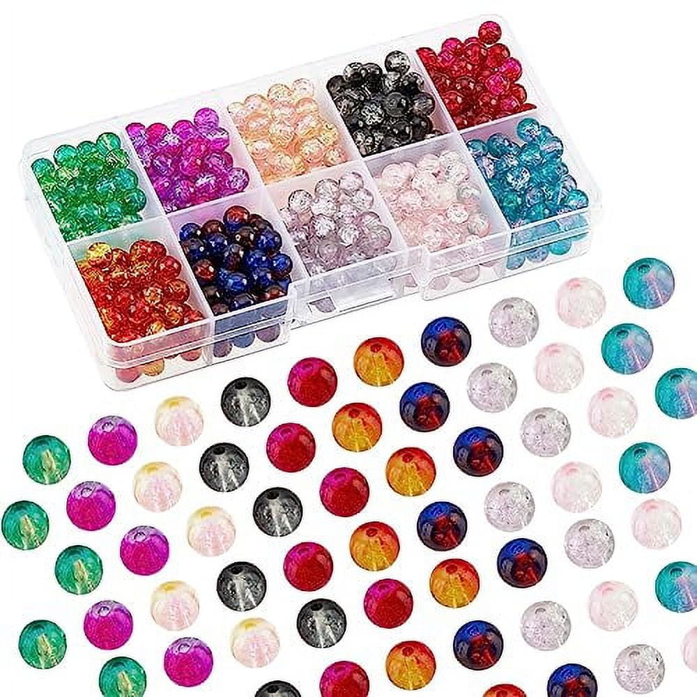 401pcs 14 Color 8mm Crackle Lampwork Glass Beads, Handcrafted Round  Bracelet Crystal Beads Bulk, 50pcs Silver Spacers & 1 Roll Stretch Cord &  Plastic Box for Bracelet Earring Jewelry Making 