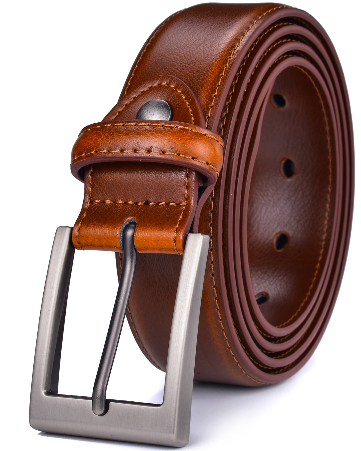 Beltox Men Brown Belt Casual Dress Jeans 1.25” Wide w Brushed Buckle 40