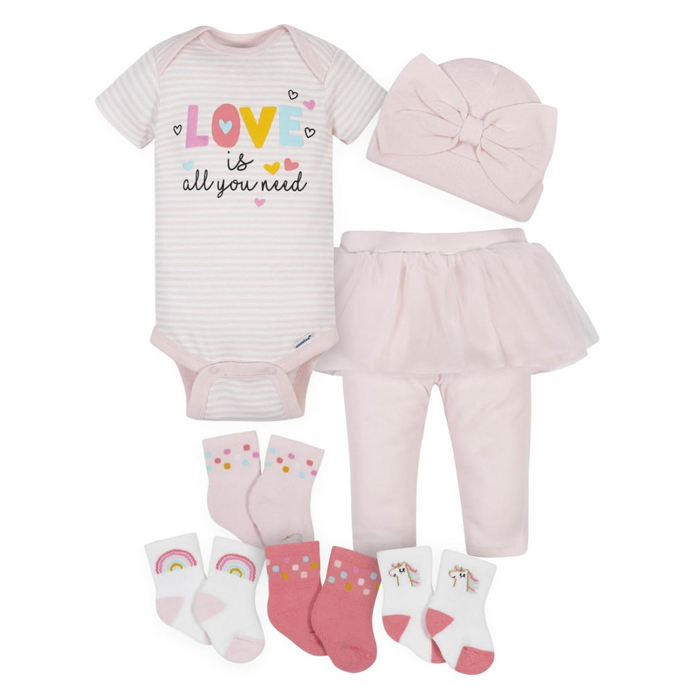 Gerber Gerber Baby Girl Organic Short Sleeve Bodysuit, Tutu Pants
