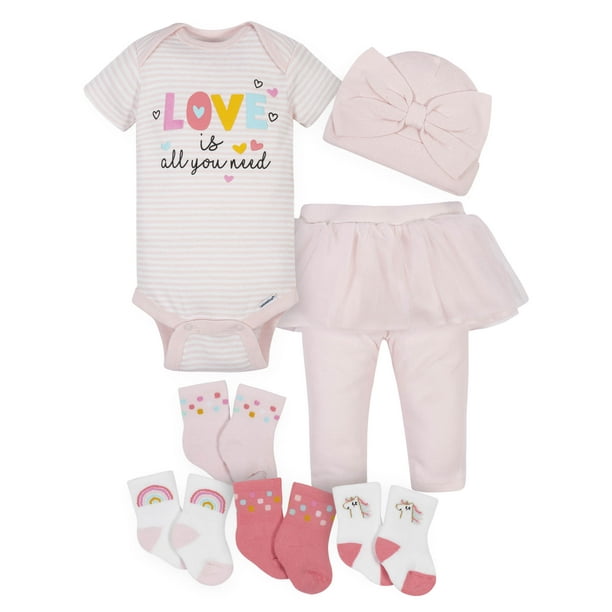 Gerber Gerber Baby Girl Organic Short Sleeve Bodysuit, Tutu Pants