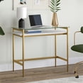 thumbnail image 3 of Henn&Hart 36" Modern Metal Desk with Faux Marble Shelf in Gold, 3 of 3
