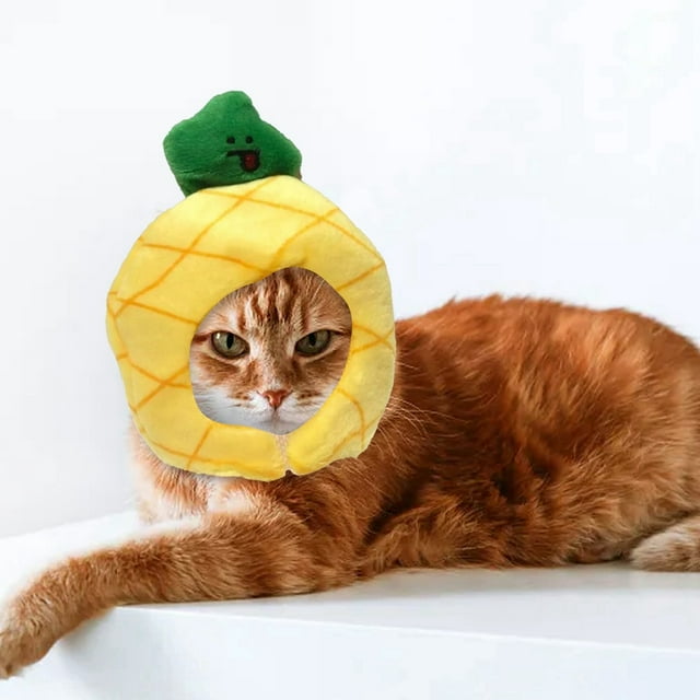 Chapeau Ananas Doux Réglable pour Chats et Petits Animaux de Compagnie Tropicaux Accessoire de Mode
