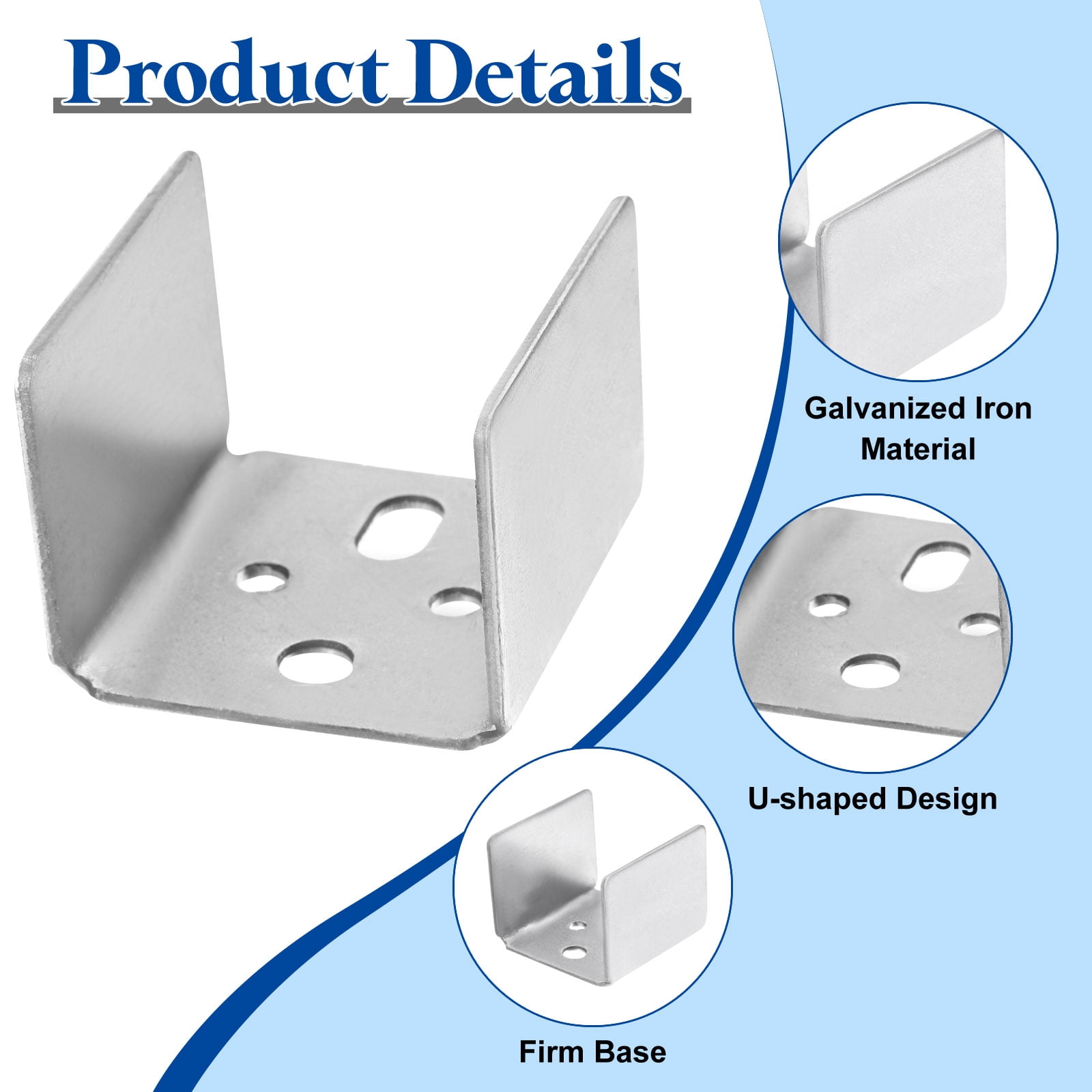 10pcs U Bracket for 1.81" Panels, 47x46x37mm Metal U Shaped Fasteners Brackets