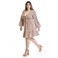 thumbnail image 3 of Vestido escote con moño Roman Fashion /Tallas Extras, 4318 (Chedron hojas) cafe 42, 3 of 6