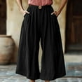 thumbnail image 2 of QATAINLAV Womens Wide Leg Linen Pants 2025 Summer Beach Flowy Palazzo Pants Casual Loose Lightweight Trousers with Pockets Black XL Ofertas Relampago de Hoy, 2 of 9