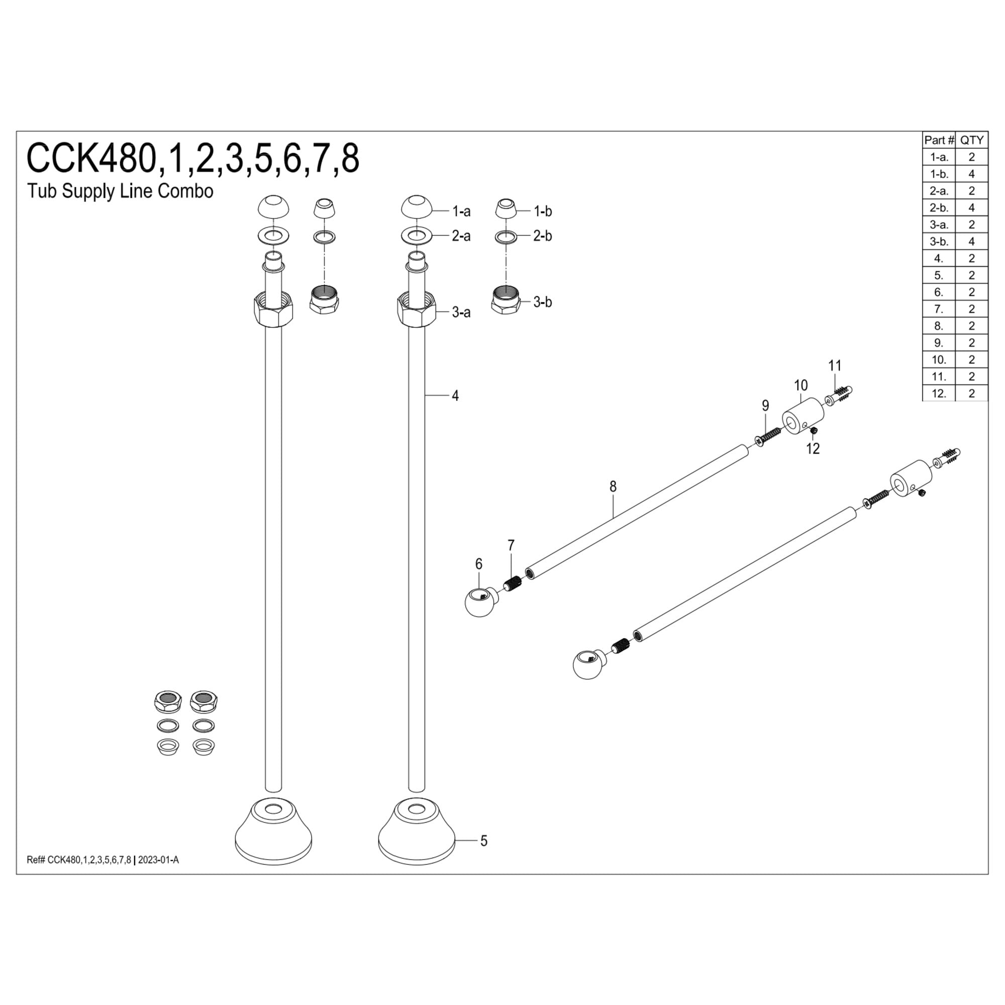 Kingston Brass CCK480 Vintage Straight Supply Line with Wall Bracket Combo, Matte Black