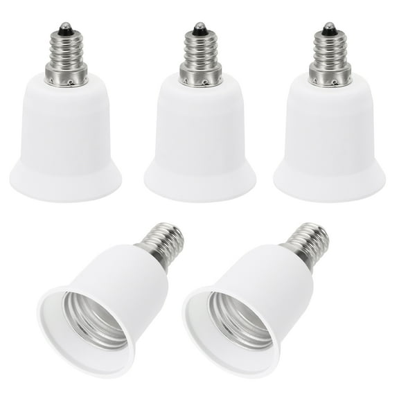 Uxcell E12 to E26/E27 Light Socket Adapter, 5pcs Lamp Holder Convert Screw Base for Halogen CFL Light Bulb, White