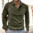 thumbnail image 2 of Resicozy Men's Corduroy Shirts Solid Color 2025 Fall Half Button Long Sleeves Shirt Casual Work Collared Shirts Army Green XL, 2 of 9