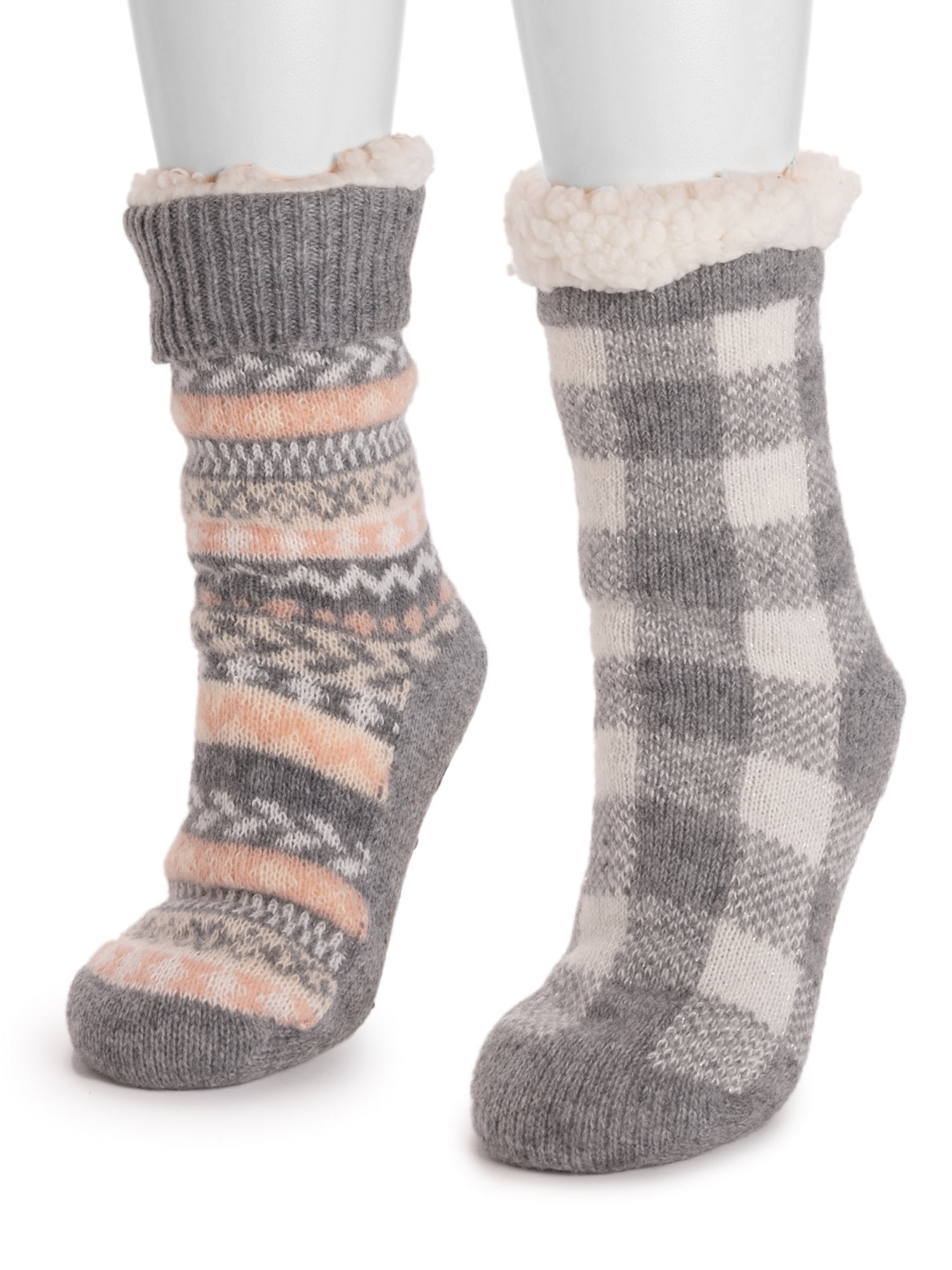 MUK LUKS Women's Tall Cabin Socks, 2-Pack, OSFM
