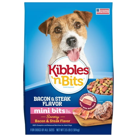 Kibbles ‘n Bits Mini Bits Bacon & Steak Flavor, Dry Small Breed Dog Food, 3.5-Pound Bag
