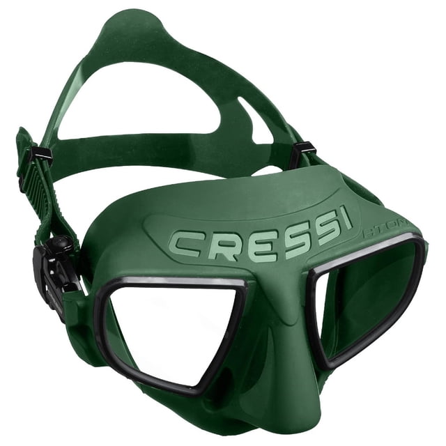 Visor Máscara Adulto CRESSI Atom Verde Dos Lentes Transparentes Bajo Volumen