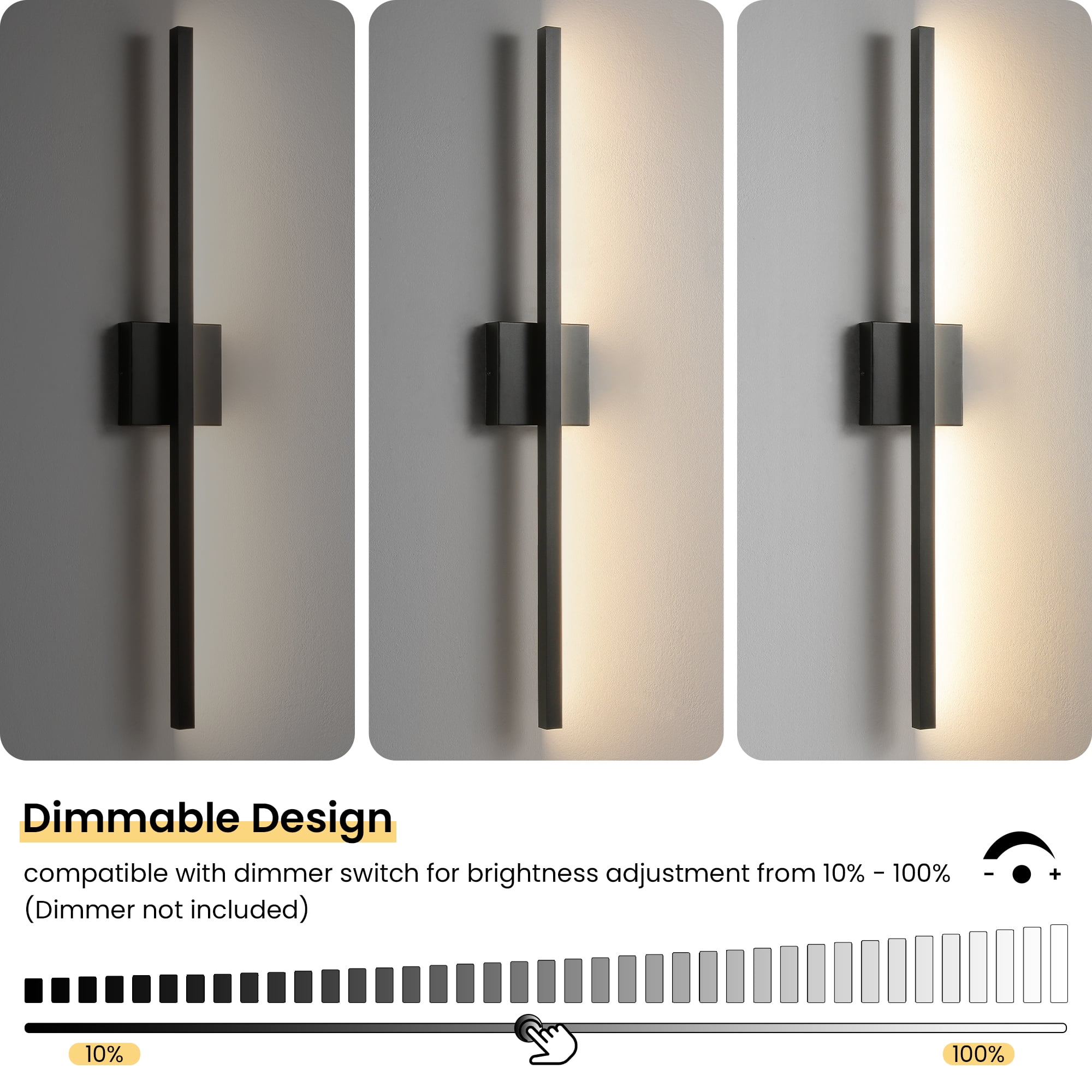 Vanity Light for Bathroom Lighting Fixtures Over Mirror Dimmable Integrated LED 32 inch Modern Vanity Lights Black Bathroom Light Bar Bath Wall Sconce