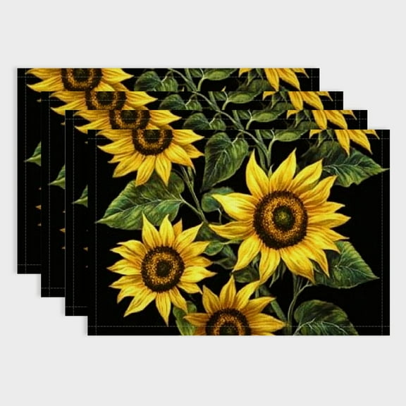 SHERONV Sunflower Placemats Set of 4 - Yellow Flowers Place Mats Rectangle Spring Summer Floral Table Mats Botanical Blossom Placemats Dinner Party Decor 18x12in