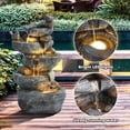 thumbnail image 5 of Grepatio Outdoor 5-Tiers Cascading Rock Water Fountain, Waterfall Fountain with 4 LED Lights, Outdoor Fountains and Waterfalls for Garden or Patio, Yard, and Deck Decor with Natural Stone Look, 5 of 7