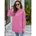 thumbnail image 5 of Women Sweatshirts Trendy Fleece Crewneck Sweatshirt Casual Loose Pullover Tops Comfy Fall Outfits Wine Red XL, 5 of 9