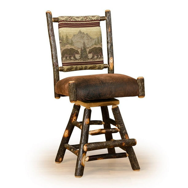 Kunkle Holdings Llc Two Rustic Hickory 30 Inch Straight Back Swivel Counter Stools Com Swivel Counter Stools, Rustic Kitchen Island Stools With Backs