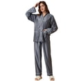 thumbnail image 1 of Gibobby Pijama estampada para mujer Conjunto de ropa casual transpirable y absorbente de manga larga de color sólido para mujer(Gris,G), 1 of 5