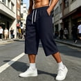 thumbnail image 2 of Xcmzpl Men's Capri Pant Baggy Below Knee Summer Sweat Shorts Elastic Waist Athletic Casual Drawstring Pocketed 3/4 Pants M-3XL, 2 of 10
