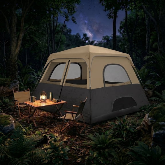 HOTEEL 8 Person Camping Tent,Family Tents Outdoor Canopy with Wheeled Bag,for Parties,Wedding,Backyard,Camping,Khaki