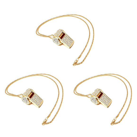3X Whistle, Metal Crystal Rhinestone Whistle, Shining Whistle with Keychain for Referees, Coaches, Teachers