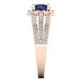 thumbnail image 3 of 1.76ct round cut blue sapphire 18k rose gold halo Bridal Wedding Engagement Promise Anniversary Ring for Women size 6.5, 3 of 7
