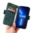 thumbnail image 6 of TECH CIRCLE for iPhone 13 Pro Max 6.7 Inch Wallet Case with Card Slots Holder Wrist Strap Magnetic Clasp Lanyard Handbag Cover, Luxury PU Leather Shockproof Kickstand Flip Folio Case,Green, 6 of 11