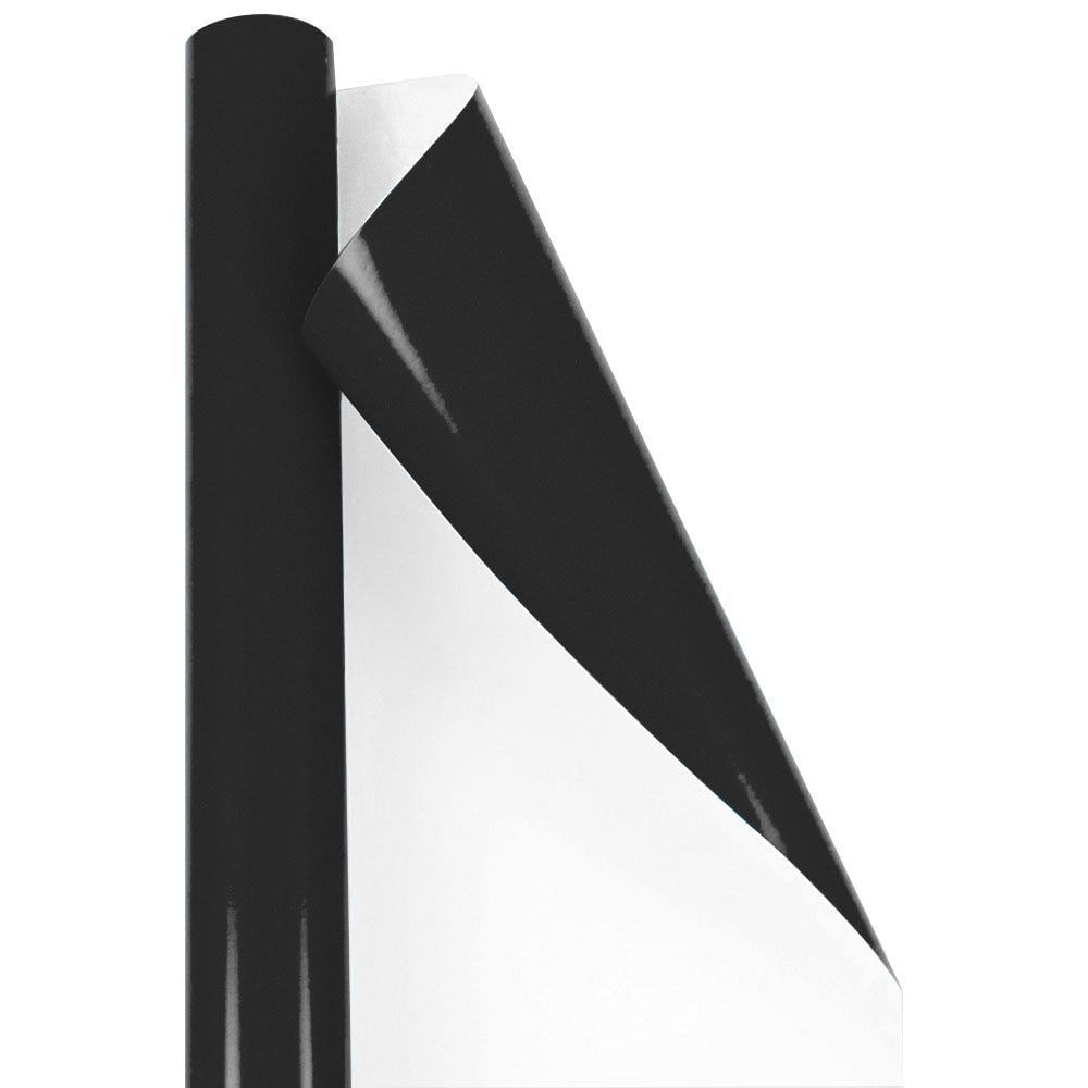JAM Paper Black Glossy Gift Wrap Paper, 25 Sq ft., 1 per Pack