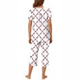 thumbnail image 4 of BiZtdJrK Womens Two Piece Sets Casual Pleated Short Sleeve Shirts and Capris Pajamas Lounge Set Fashion Leaf Print Sleepwear Suits with Pockets Prime Sales Today Clearance Wine XXL, 4 of 7