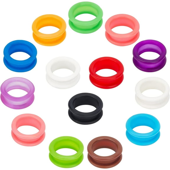 1Bag 28pcs 14 Colors 26mm Diameter Soft Silicone Finger Rings Grips Inserts Grooming Shear Thumb Inserts Finger Grip Protector Ring Home Accessories for Pet Dog Cat Barber Shears