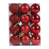 PONPRNGY 24pcs Christmas Tree Decorations with Bright and Sparkling Powder Balls Plastic Christmas Colored Balls and Small Pendants