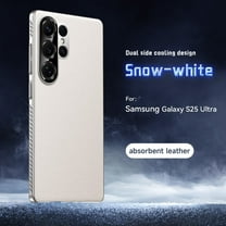 Designed for Samsung Galaxy S25 Ultra Heat Dissipation Phone Case,Side Hollowed-out Design,Precision Lens Protectipn,PU Leather Shockproof Anti-scratch Rugged Thin Fit Durable Phone Case,White