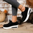 thumbnail image 6 of Miluxas Women's Fashion Thick Soled Loafers Lace up Front Wedge Heel Casual Shoes Work Shoes Black 6(37), 6 of 9
