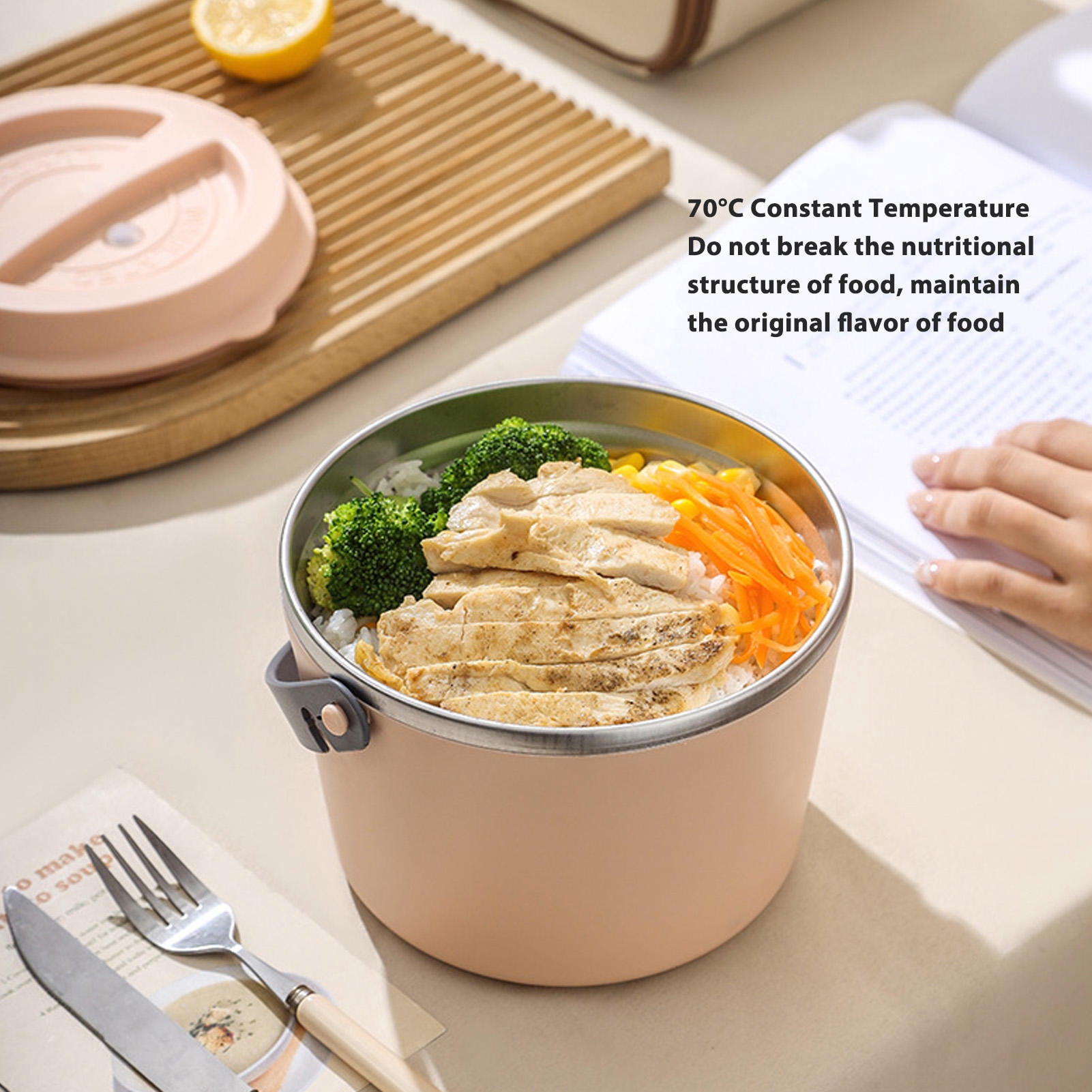 BIMZUC 1.2L Electric Lunch Box – 360° Fast Heating, No Water Needed, Portable & Washable, Ideal for Office & Travel