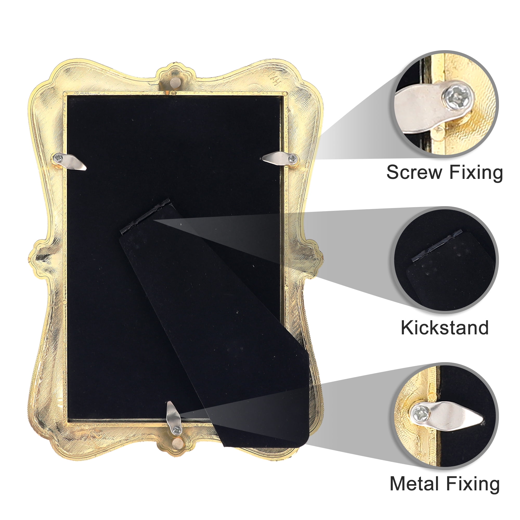 Unique Bargains Picture Frame Pearl Plated Photo Frame for Tabletop Display Gold 4x6 in