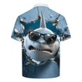 thumbnail image 3 of Men's 3D Cool Shark Sunglasses Graphic Shirts Novelty Quarter Zip Short Sleeve T-Shirts Summer Casual Golf Tees V-Neck Pullover Vacation Beach Party Tops, 3 of 6