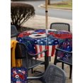 thumbnail image 5 of Outdoor Tablecloth with Umbrella Hole for Patio/Picnic/Party/Camping, Independence Day Waterproof Table Cloth Square Cover Washable, 4th of July Red Blue Floral Flag Firework (60"x 60"), 5 of 9