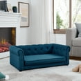 thumbnail image 5 of Hassch Pet Couch Bed, Contemporary Linen Fabric Elevated Dog Sofa for Medium/Large Dogs, 250lbs Loading Pet Lounging Bed, 40"L x 23"W x 14"H, Blue, 5 of 10