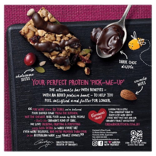 Carmans Kitchen Dark Choc Cranberry Protein Bar 5 x 40g, British Import (Pack of 3)