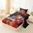 thumbnail image 2 of Castle Fairy Bold Fire Truck Twin Sheet Sets 3pcs for Boys, Flame Text Bedding for Kids Room, Red and Black, 2 of 6
