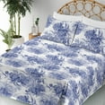 thumbnail image 3 of Ambesonne Vintage Fitted & Flat Sheet with Sham 3 Pcs Set, Hand-Drawn Monochrome Flora, Twin, Dark Ceil Blue and Grey, 3 of 5