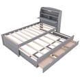 thumbnail image 6 of Harper & Bright Designs Twin Size Wooden Platform Bed with Trundle and 3 Drawers Underneath, Wooden Bedframe with Headboard Storage and Built-in USB & LED Light, Gray, 6 of 13